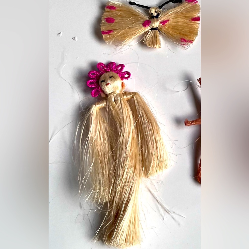 Vintage Rafia Christmas Angel  Ornaments Lot 8